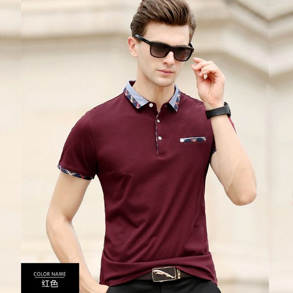 

men's polo shirt lapel short sleeve t- large base summer wear, White;black