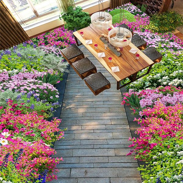 

wallpapers custom po wall paper 3d creative flowers path floor tiles murals sticker pvc waterproof bathroom el flooring