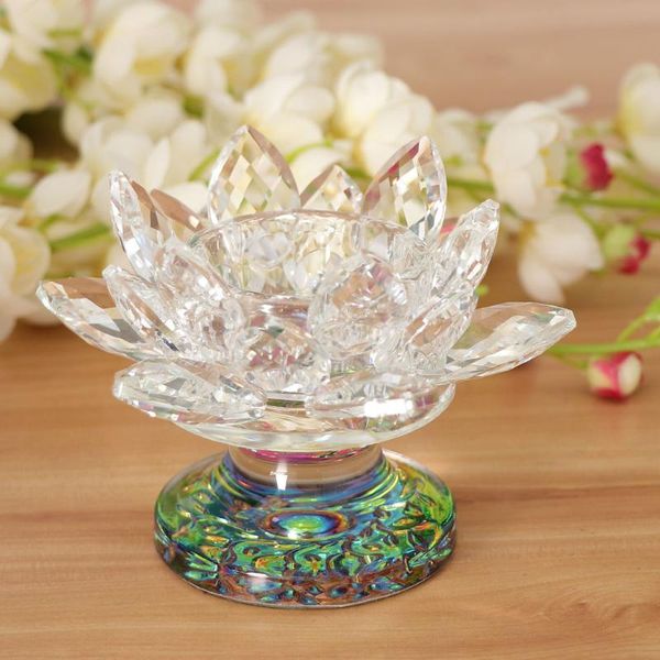 

candle holders lotus crystal glass figure paperweight ornament feng shui decor collection wedding xmas