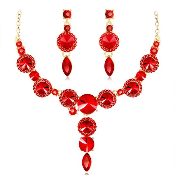 

earrings & necklace drop luxury gold dangle green red white colorful blue jewelry set for women, Silver
