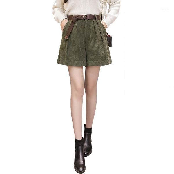 

women's shorts winter outer wear casual was thin high-waist fashion corduroy loose-fit women, White;black