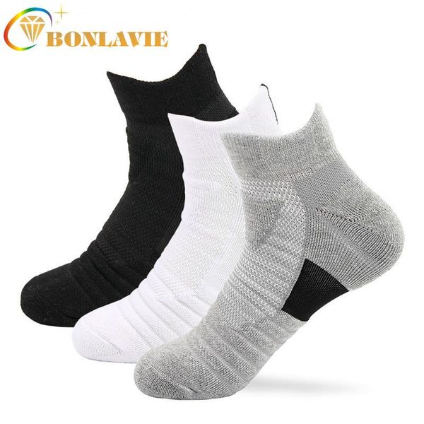 

sports socks men's sweat-absorbing non-slip running outdoor towel bottom boat slippers short basketball for men, Black