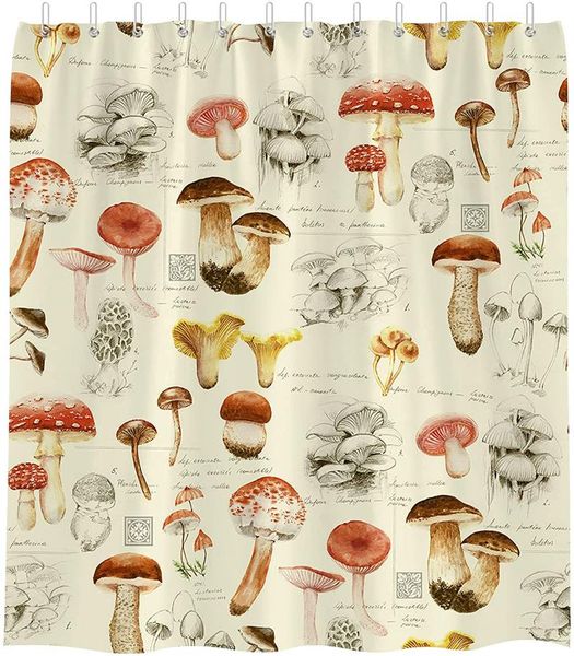 

shower curtains mushroom curtain retro mushrooms natural wild plant bathroom waterproof fabric durable washable