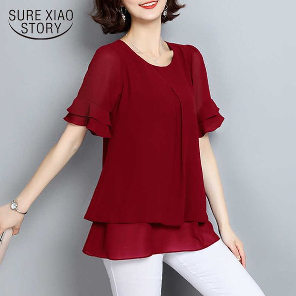 

5xl plus size blouses woman blusas mujer de moda blusas verano mujer chemisier femme blusa feminina chiffon blouse 4853 50 210528, White