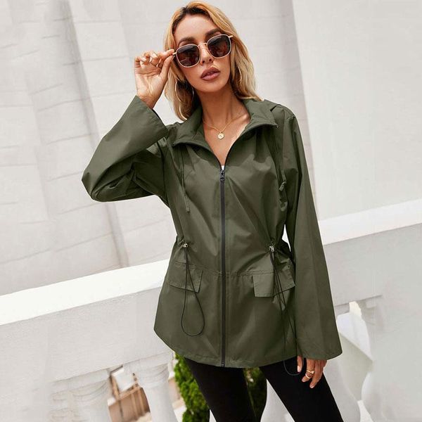 

women's jackets nice autumn waterproof coat women windbreaker long jacket hooded zipper for overshirt, Black;brown