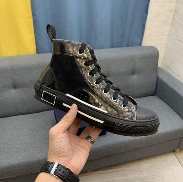 

2021 luxury designer sneakers womens men oblique canvas shoes high low sneaker technical leather casual bee mens trainers with box size 35-4, Black