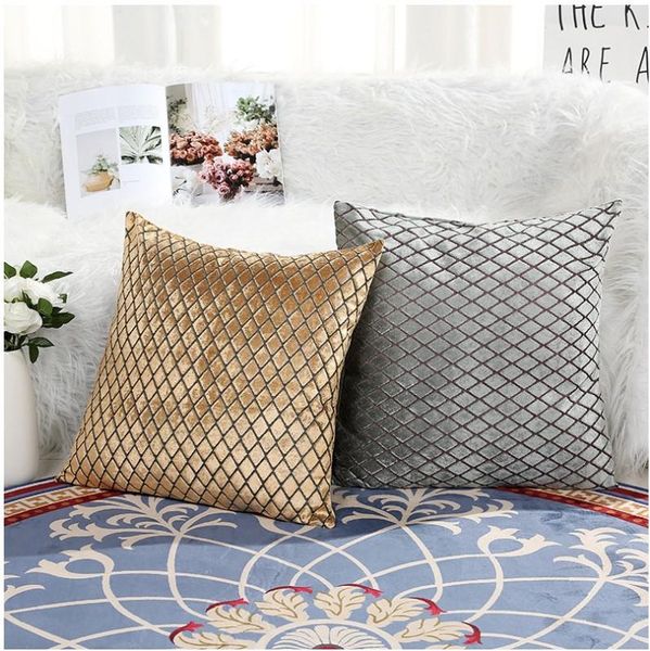 

cushion/decorative pillow luxurious golden grey jacquard cover home decor diamond cushion velour case 43x43cm sofa cushions