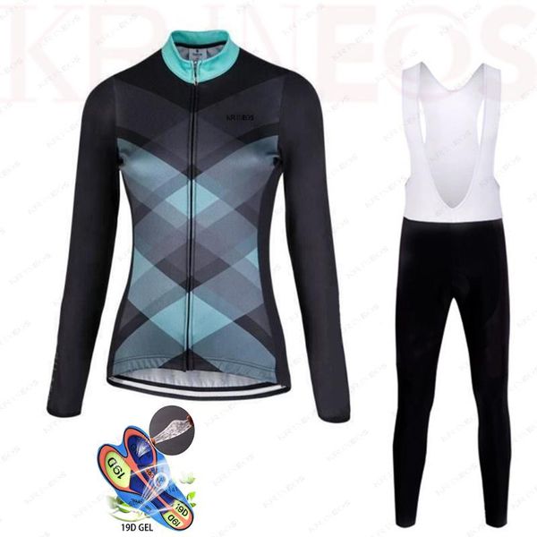 

racing sets 2021 ladies cycling jersey spring and autumn ropa ciclismo mountain bike road long-sleeved clothing, Black;blue