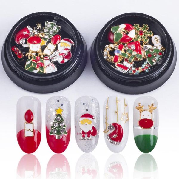 

nail art decorations 10pcs christmas alloy ornaments snow bell series patch sticker rhinestone diy decor, Silver;gold