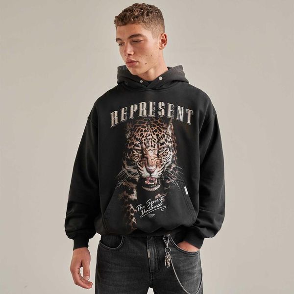 

men vintage black tiger printed hoodies sweatshirt oversize women novelty fleece hoodie sweatshirts men's coat