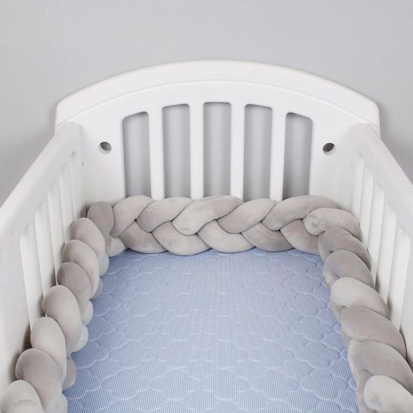 

bedding sets 1m/2m/3m length born baby bed bumper pure weaving plush knot crib kids cot protector room decor