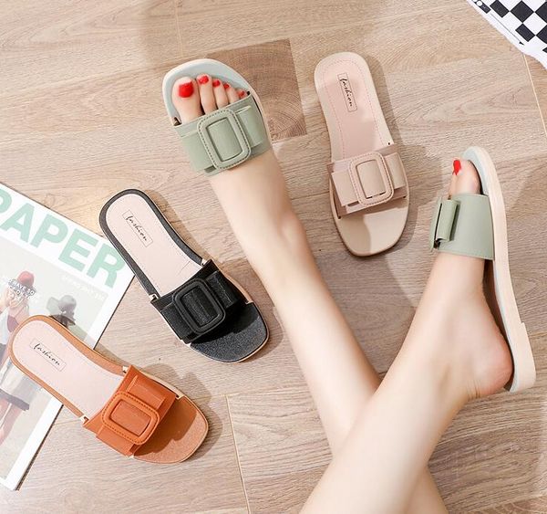 

women wear new summer fashion slippers women breathable soft soled slippers wear casual beach sandals, Black