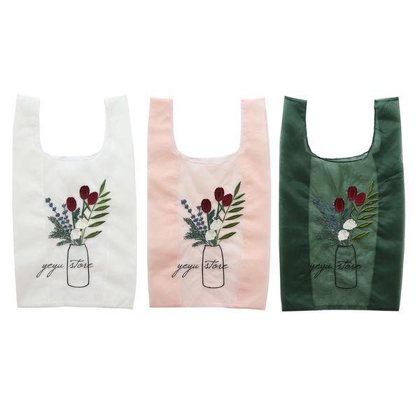 

storage bags lightweight reusable grocery bag shopping women embroidery totes