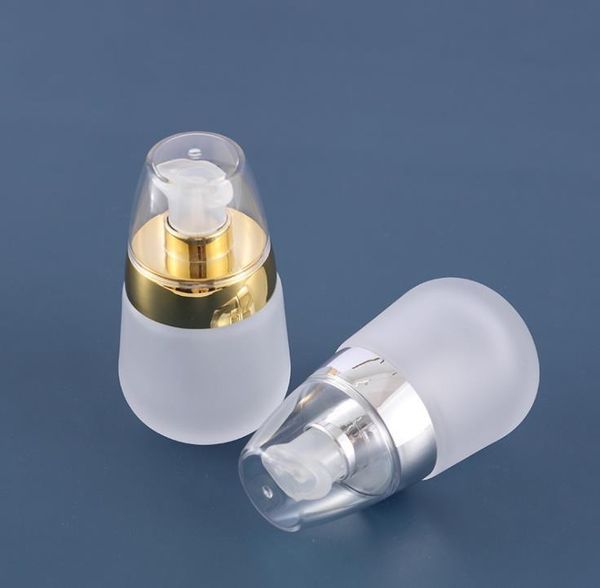 

storage bottles & jars 30ml portable frosted clear glass lotion cosmetic toner serum bottle gold silver lid beauty makeup accessories suppli