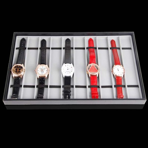

storage boxes & bins 10 slots/grids watch display tray organizer jewelry showing shelf pu flocking box necklace bracelet