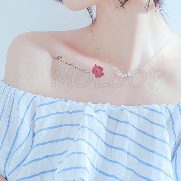 

temporary tattoos tattoo sticker pink rose flower line pattern little water transfer waterproof fake tatto for kid girl boy