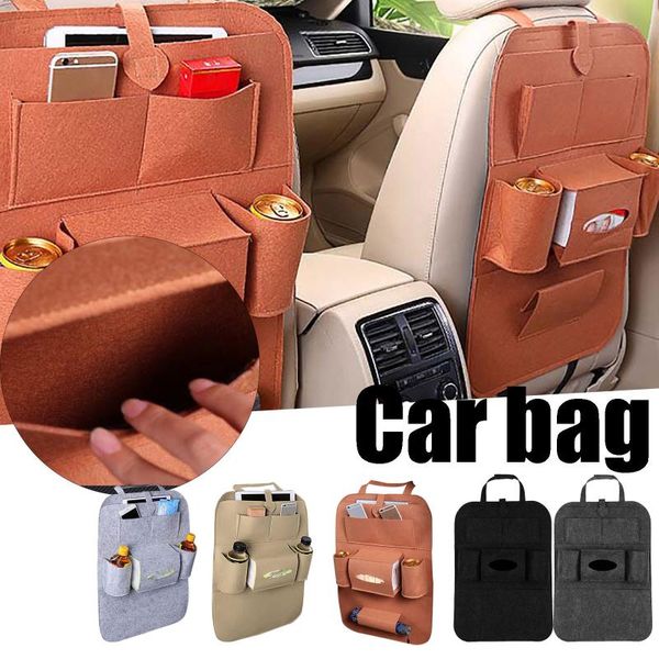 

car organizer 1pc universal back seat storage bag trunk elastic felt 6 pockets hanging accessories 128