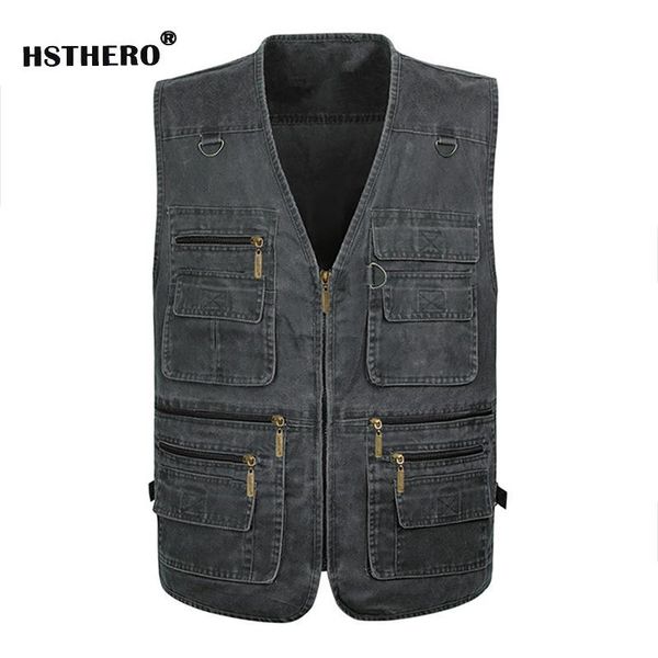 

men's vests bigger size cotton vest pographer shoot male multi pockets waistcoat mens sleeveless fishing father gift 7xl, Black;white