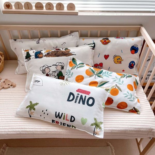 

nordic small fresh cotton cartoon children's gauze breathable single kindergarten pillow case 30x50