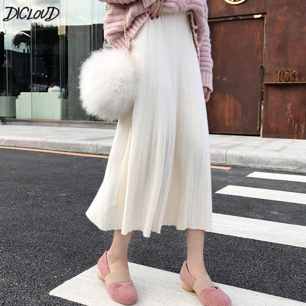 

skirts dicloud vintage high waist skirt women fashion harajuku long knited ladies winter party dress designer casual, Black