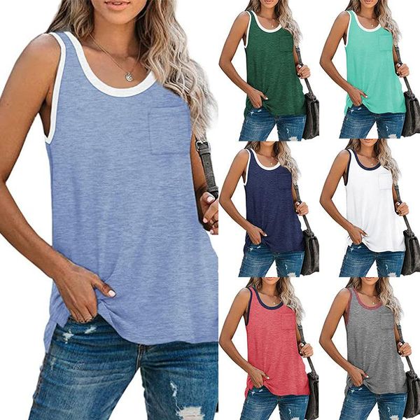 

women's tanks & camis loose t-shirts women jumper sleeveless tank o-neck woman pullovers female fashion cotton pocket cloth unders, White