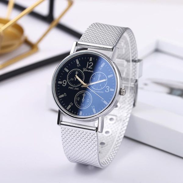 

orologio donna luxury blu-ray dial business ladies watch fashionable women's quartz classic silicone mesh strap wa wristwatches, Slivery;brown