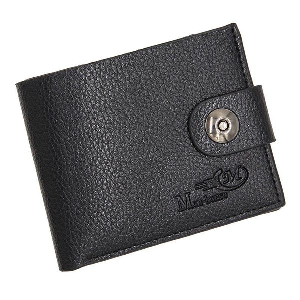 

european men's wallet american magnetic buckle purse men multifunctional standard small wallets pu leather for, Red;black