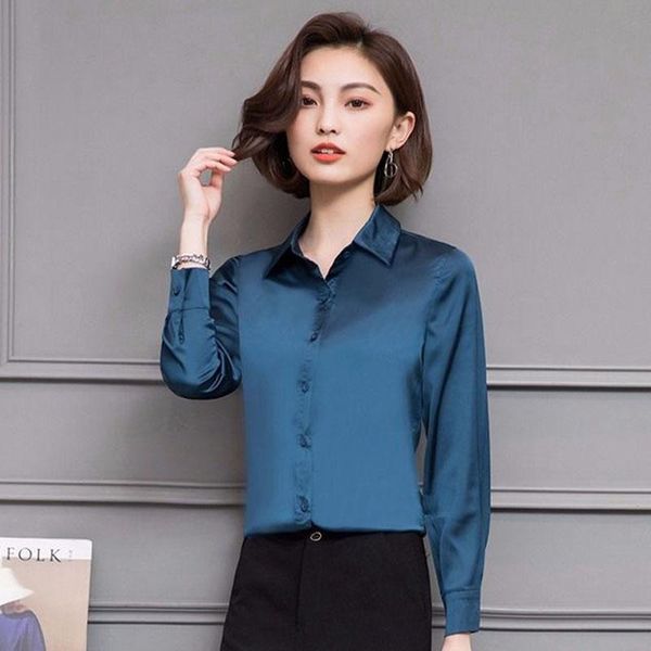 

women's blouses & shirts office work wear ol style women spring summer lady casual turn-down collar blusas df2673, White