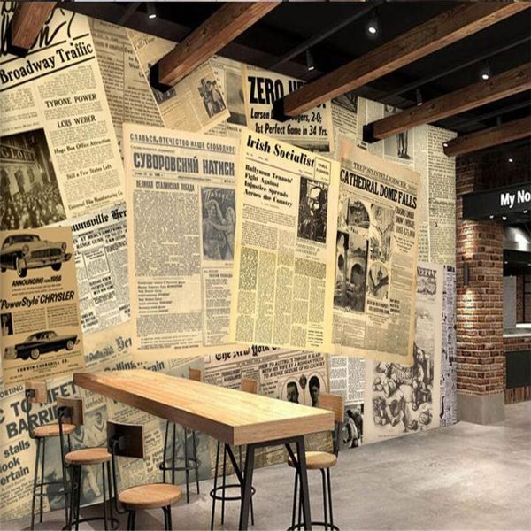 

wallpapers custom wallpaper european and american old spaper bar cafe background wall decorative painting