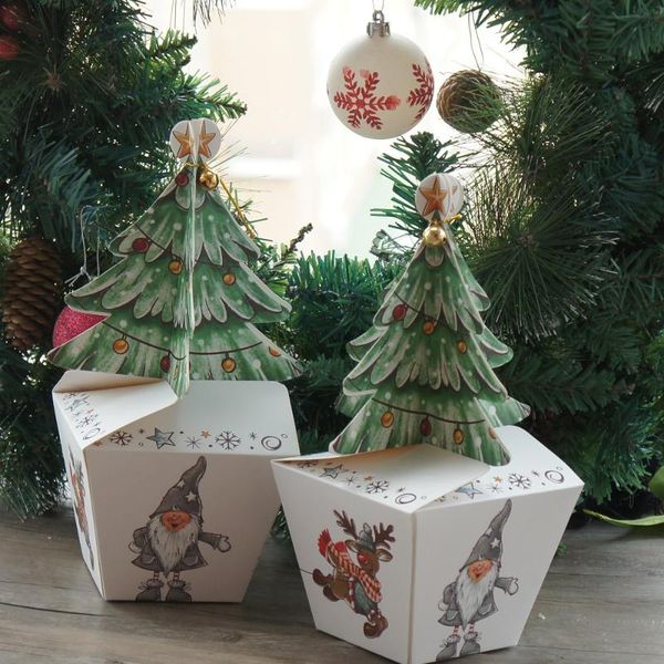 

gift wrap white green christmas tree design 12pcs candy bake chocolate cookie packaging paper box gifts party favors decoration use