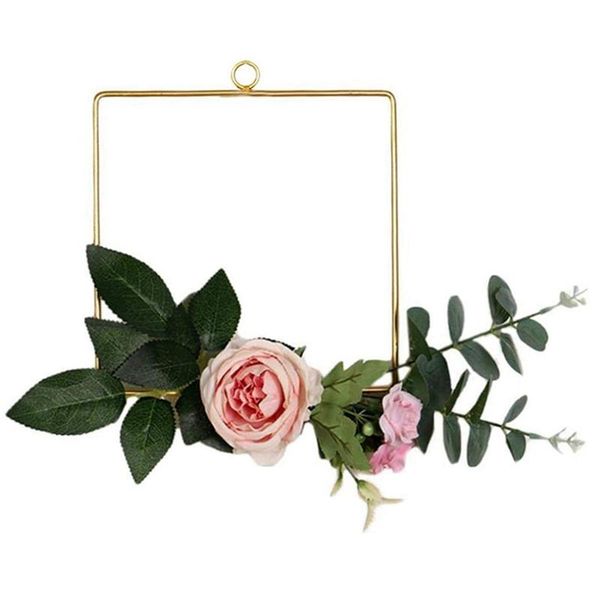 

decorative flowers & wreaths floral hoop wreath garland square artificial rose flower for wedding party birthday wall window home decoration