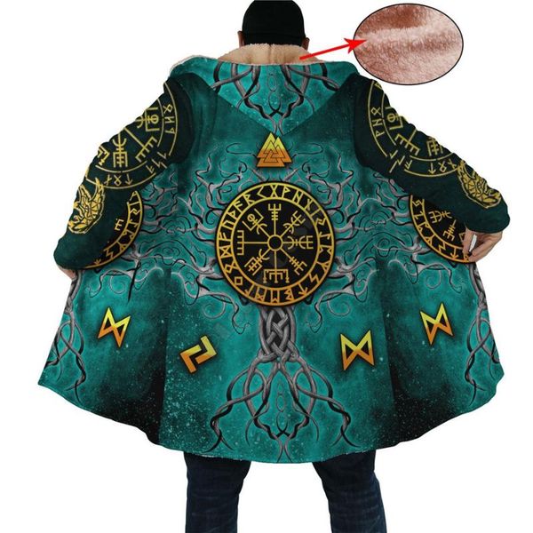 

men's wool & blends yggdrasil - norse tree of life cloak 3d over printed hoodie for men and women winter fleece wind breaker warm hood, Black
