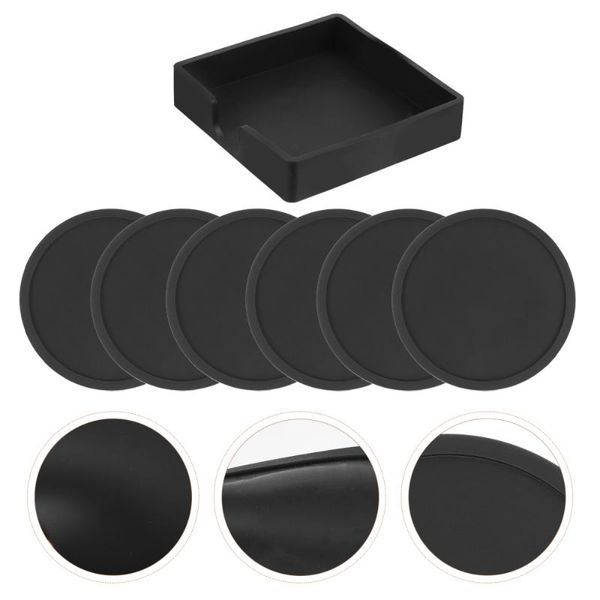 

mats & pads 1 set heat resistant drink coasters silicone cups (black)