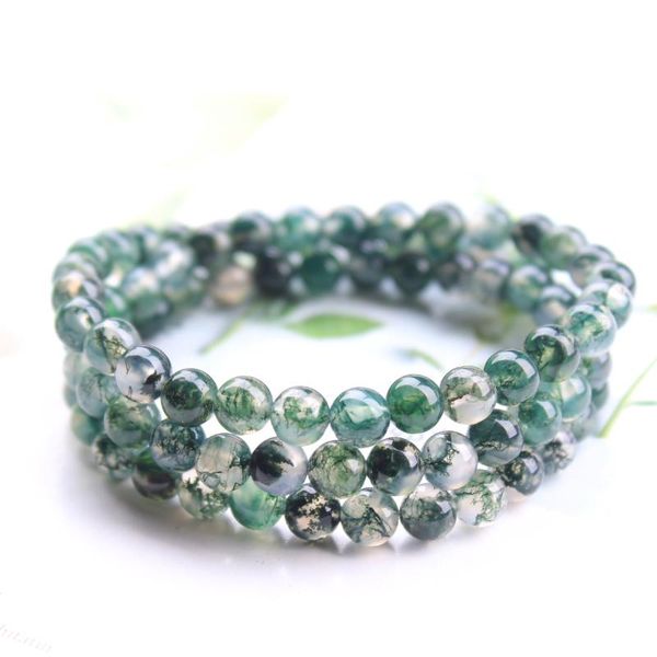 

beaded, strands natural water grass agate three-ring couple hand string charm bracelets for women, Black