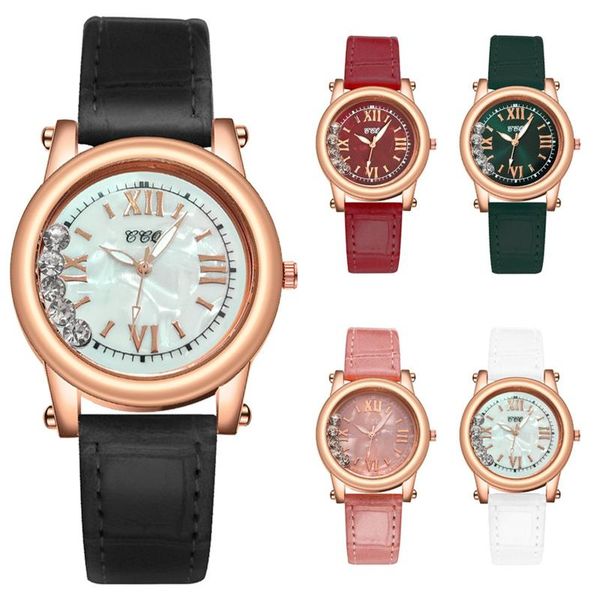 

wristwatches ladies watch rhinestone leather bracelet wristwatch women fashion watches alloy analog quartz relojes, Slivery;brown