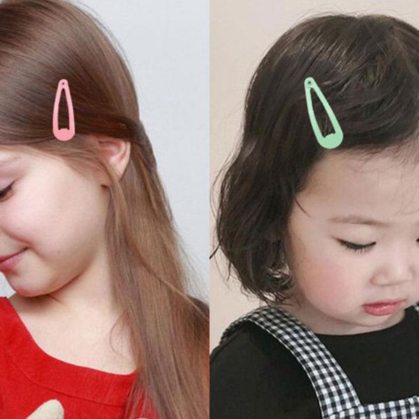 

hair accessories 50pcs/box snap clip baby kids hairpins 3cm solid color metal hairgrips children with box, Slivery;white