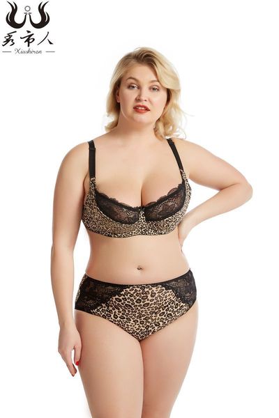 

bra set lace defg cup large leopard thin, Red;black