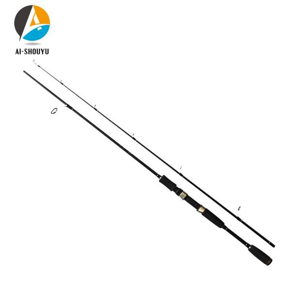 

ai-shouyu spinning rod mh action 2 section 1.8m/2.1m/2.4m carbon fiber for bass crappie trout fishing max drag 6kg boat rods