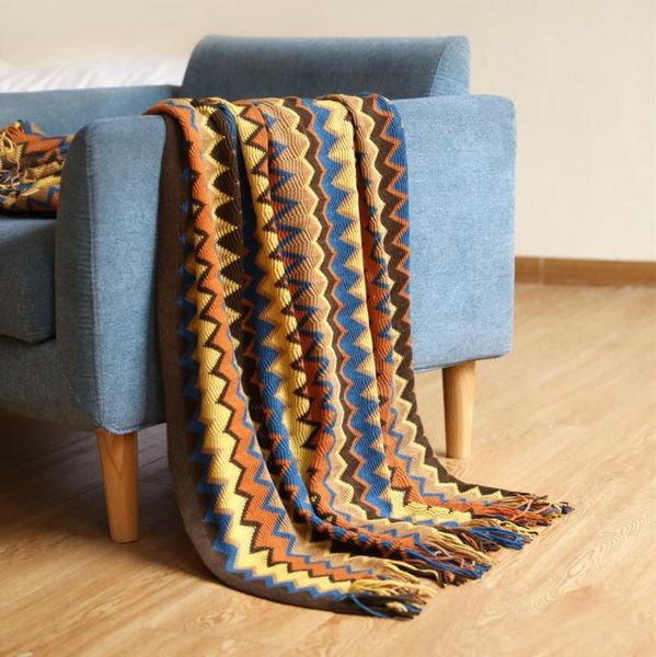 

blankets knit stripe blanket super soft bohemia for bed throw with tassel plush velvet warm decorative