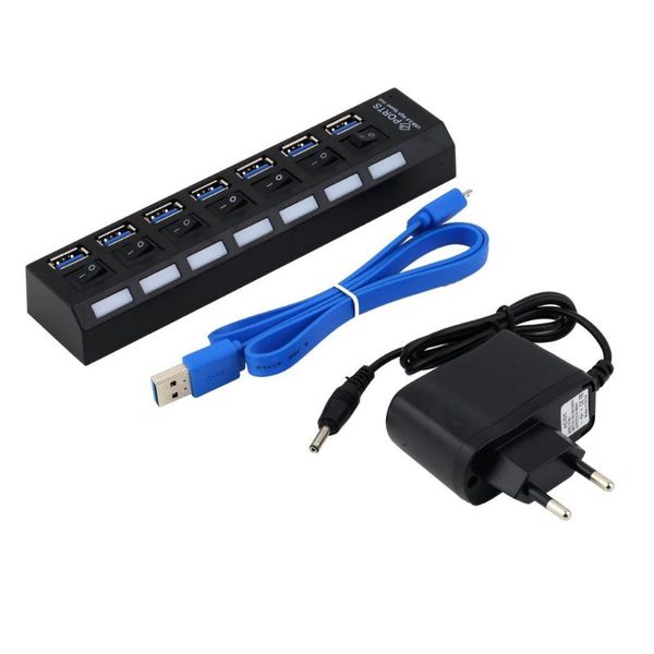 

hubs high speed thin 7 ports usb 3.0 hub with on/off switch us ac power adapter for pc lapnotebook computer