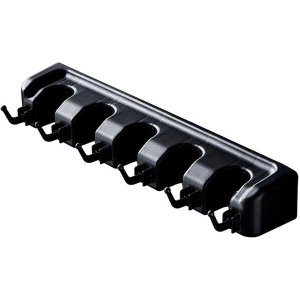 

multifunctional wall mounted mop brush broom holder hanger organizer storage rack for home el(black 5 position with 6 hooks) kitchen & organ