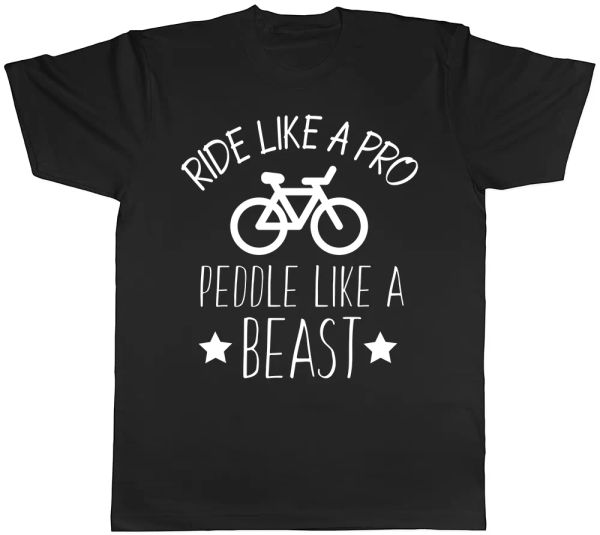 

ride like a pro peddle like a beast bicycle mens short sleeve t-shirt, White;black