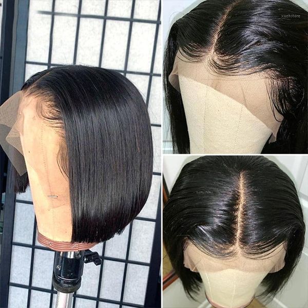 

straight bob lace front human hair wigs remy closure wig blonde 613 brazilian 13x1 t part1, Black;brown
