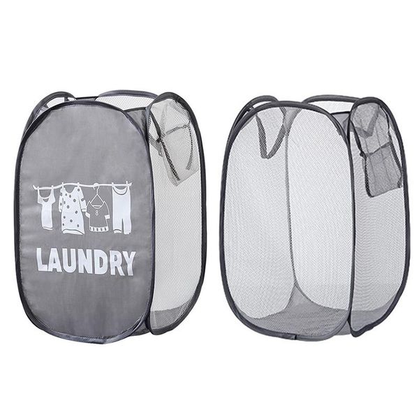 

foldable laundry basket easy open mesh clothes hamper toy storage 36x34x57cm & organization