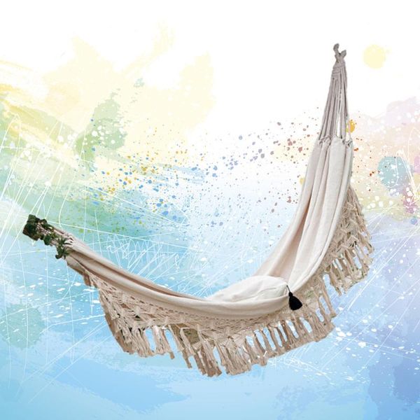 

tassel canvas hammock garden swing double people outdoor camp furniture