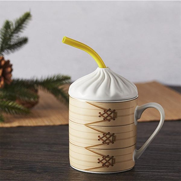 

mugs dumplings mug ceramic cup with cover spoon large capacity water coffee set