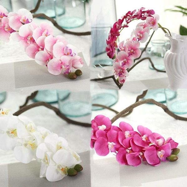 

decorative flowers & wreaths 3pcs/lot 10 heads 72cm artificial fower phalaenopsis latex silicon real touch big orchid orchidee for wedding h