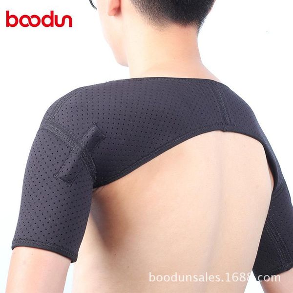 

boodun sports shoulder pad adjustable warm breathable basketball badminton belt back support, Black;blue