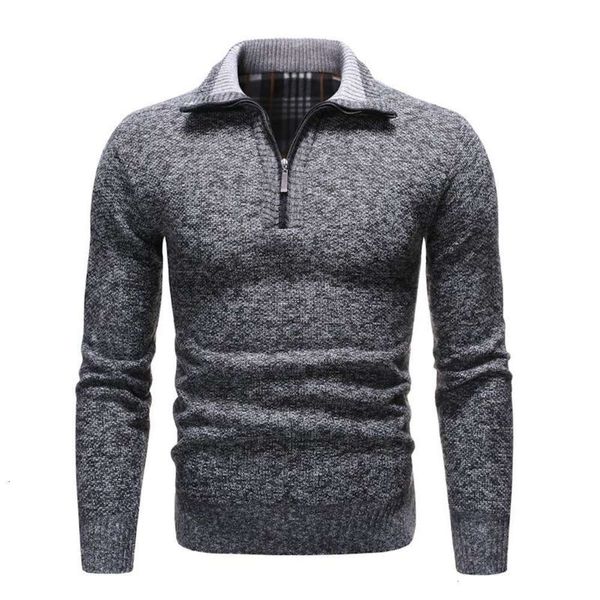 

men's sweaters 2021 autumn and winter high-quality solid color casual stand-up collar thick wool pullover men 9dae, White;black