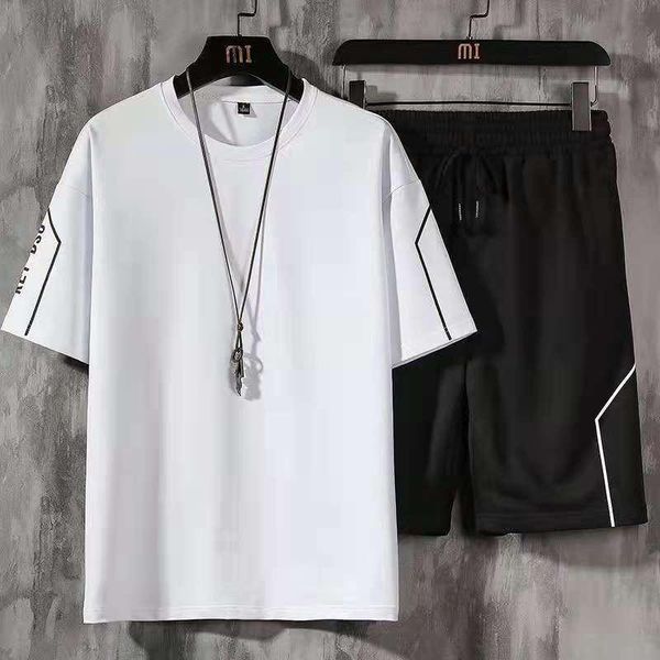 

men's tracksuits summer casual shorts short sleeve set logo fashion sports two-piece, Gray